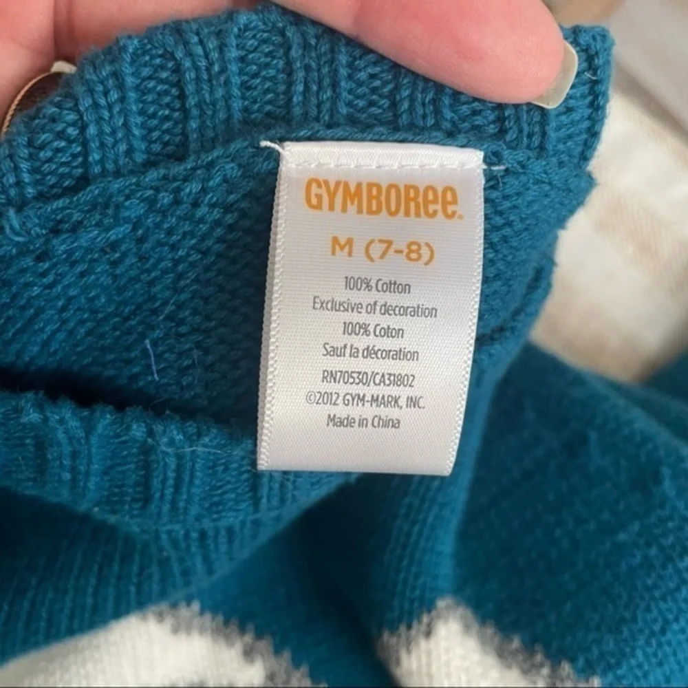 Gymboree‎ blue embroidered knit ski sweater boys size M 7-8